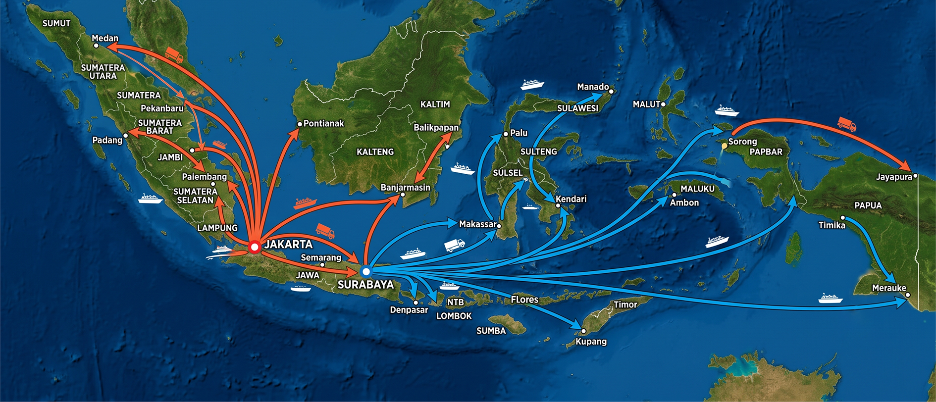PT. Cahaya Nusantara Cipta office and warehouse locations across Indonesia